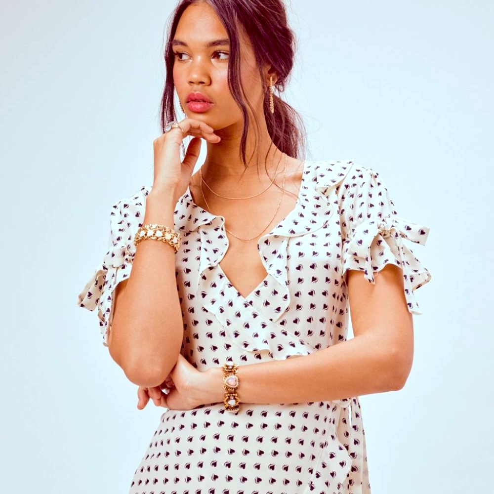 For Love & Lemons Sweetheart Printed Mini Dress